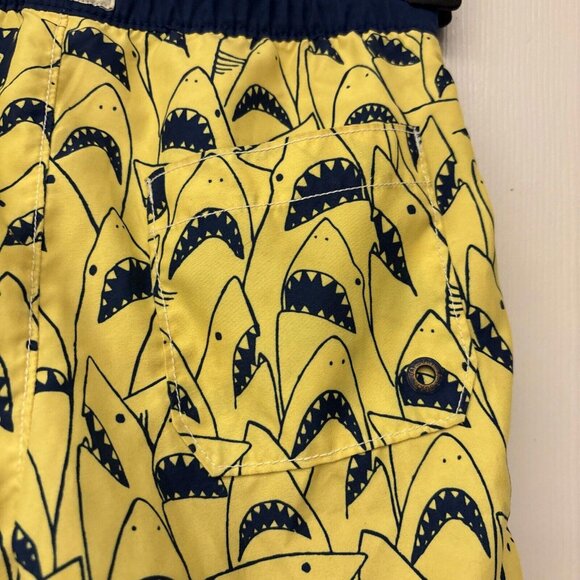 Gap Boys Board Shorts Yellow Blue Sharks Pockets Drawstring Swim Trunks S - Picture 5 of 8